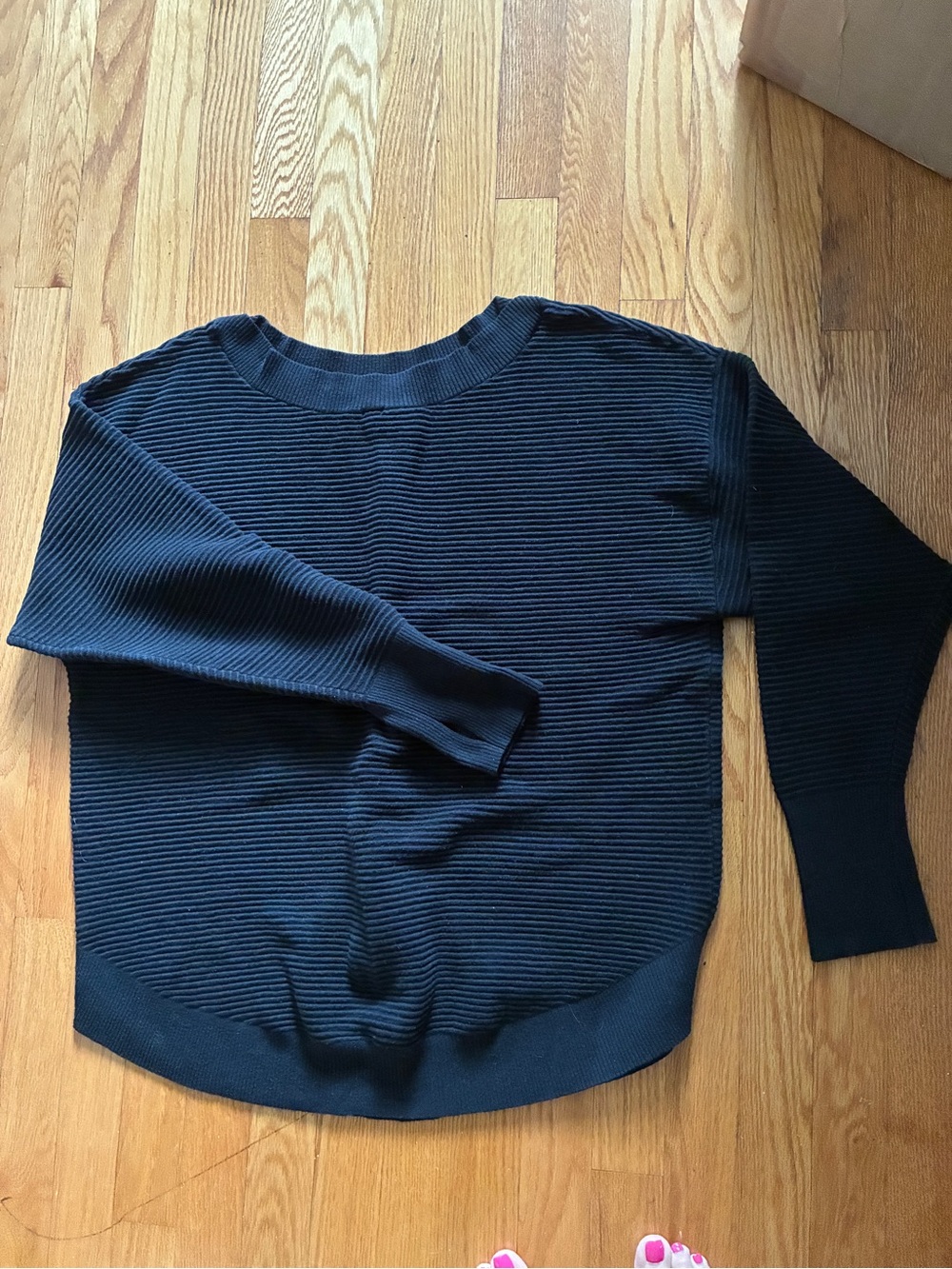 aerie Black Ribbed Scoop-Neck Sweater